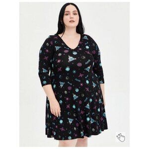 Torrid Disney Haunted Mansion Black Multicolor Print Dress plus Size 2 nwot